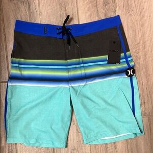 Hurley Blue and Green Board Shorts Quick-Dry Swimwear